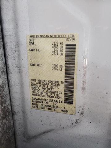 Photo 10 from auction – 2019 NISSAN MAXIMA S with VIN 1N4AA6AV7KC384610