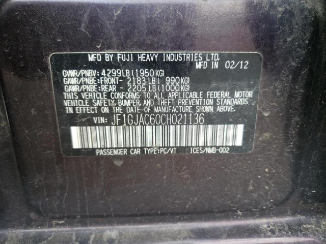 Photo 10 from auction – 2012 SUBARU IMPREZA PR with VIN JF1GJAC60CH021136