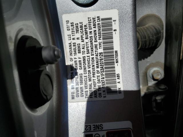 Photo 10 from auction – 2010 HONDA CIVIC LX with VIN 19XFA1F53AE076126