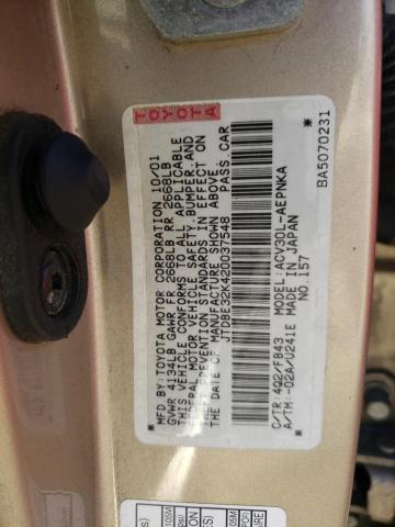 Photo 10 from auction – 2002 TOYOTA CAMRY LE with VIN JTDBE32K420037548