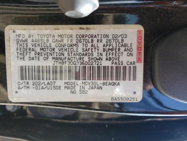 Photo 10 from auction – 2003 LEXUS ES 300 with VIN JTHBF30G336002721