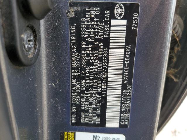 Photo 10 from auction – 2007 TOYOTA CAMRY CE with VIN 4T1BE46K77U667964