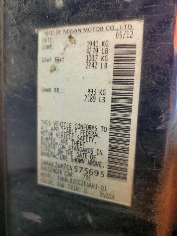 Photo 10 from auction – 2012 NISSAN ALTIMA BAS with VIN 1N4AL2AP7CN575695
