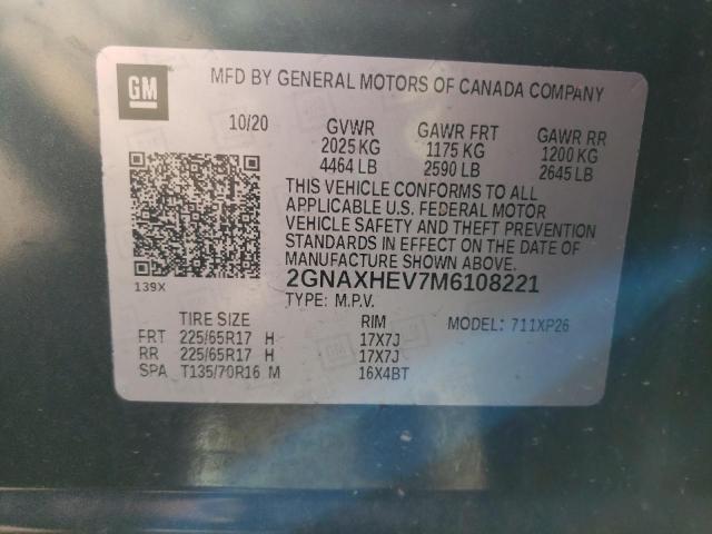 Photo 10 from auction – 2021 CHEVROLET EQUINOX LS with VIN 2GNAXHEV7M6108221