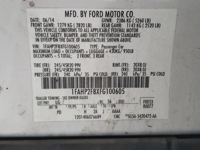 Photo 10 from auction – 2015 FORD TAURUS LIM with VIN 1FAHP2F8XFG100605