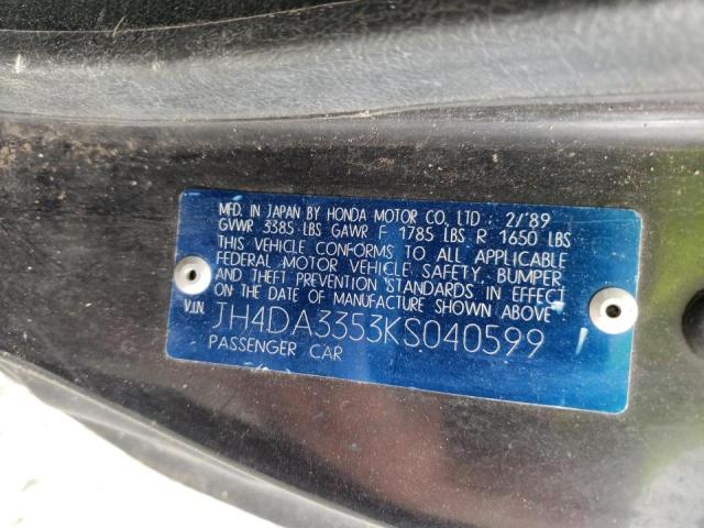 Photo 10 from auction – 1989 ACURA INTEGRA LS with VIN JH4DA3353KS040599
