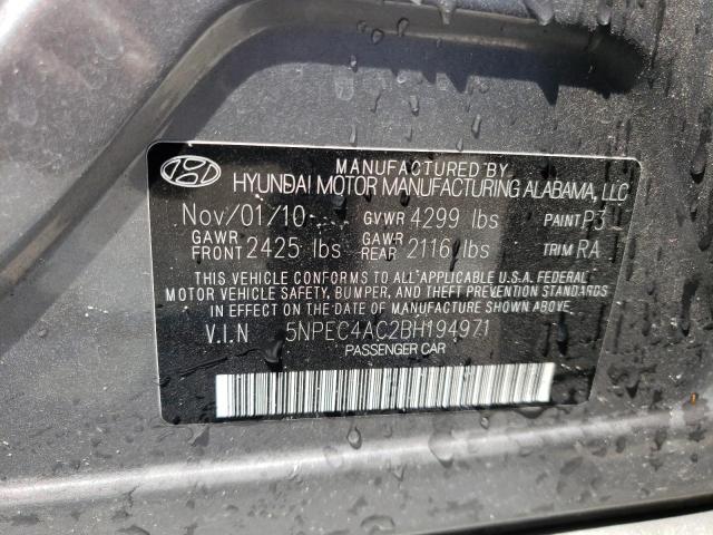 Фото 10 с аукциона – 2011 HYUNDAI SONATA SE с VIN 5NPEC4AC2BH194971