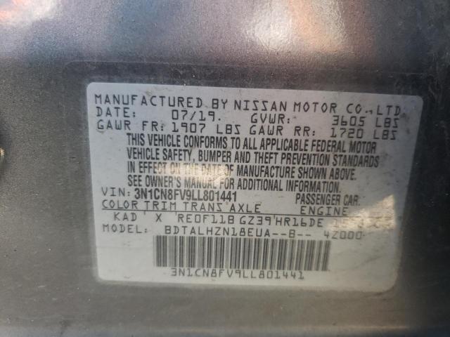 Photo 10 from auction – 2020 NISSAN VERSA SR with VIN 3N1CN8FV9LL801441