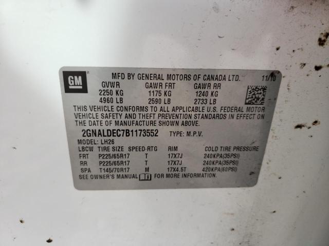 Photo 10 from auction – 2011 CHEVROLET EQUINOX LT with VIN 2GNALDEC7B1173552