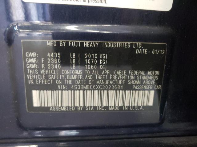 Photo 10 from auction – 2012 SUBARU LEGACY 2.5 with VIN 4S3BMBC6XC3023684