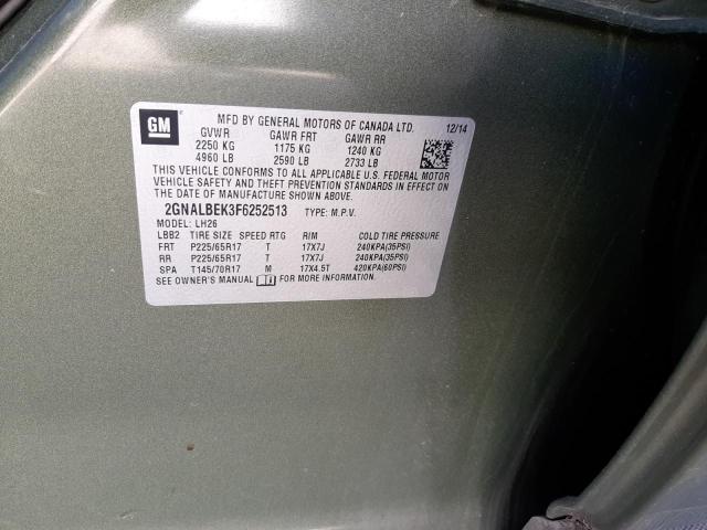 Photo 10 from auction – 2015 CHEVROLET EQUINOX LT with VIN 2GNALBEK3F6252513