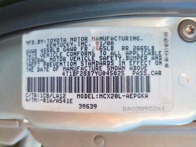 Photo 10 from auction – 2000 TOYOTA AVALON XL with VIN 4T1BF28B7YU045025