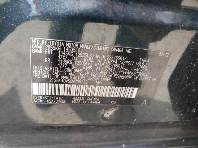 Photo 10 from auction – 2012 TOYOTA RAV4 with VIN 2T3BF4DV5CW205222