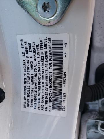 Photo 10 from auction – 2017 HONDA CIVIC EXL with VIN 19XFC1F71HE202201