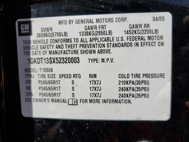 Photo 10 from auction – 2005 GMC ENVOY with VIN 1GKDT13SX52320003