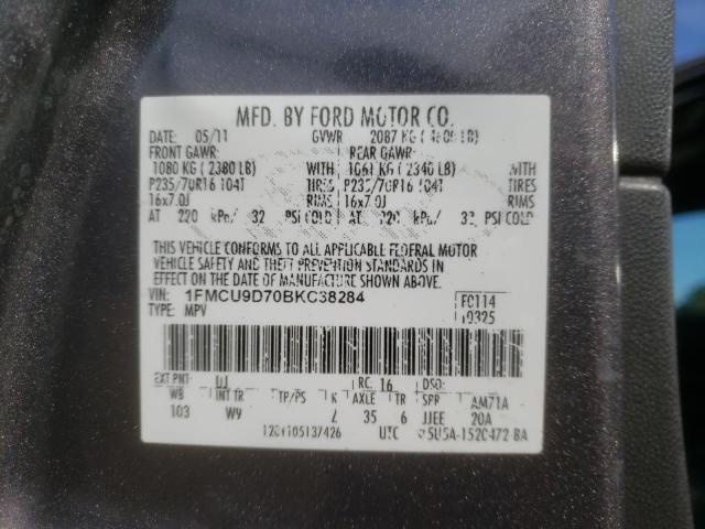 Photo 10 from auction – 2011 FORD ESCAPE XLT with VIN 1FMCU9D70BKC38284