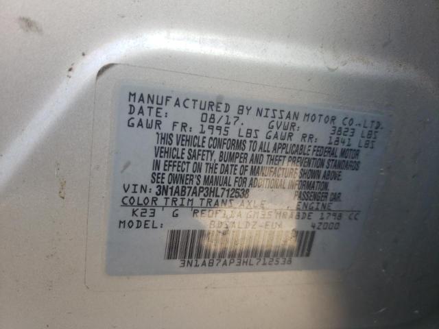 Photo 10 from auction – 2017 NISSAN SENTRA S with VIN 3N1AB7AP3HL712538