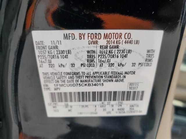 Photo 10 from auction – 2012 FORD ESCAPE XLT with VIN 1FMCU0D75CKB34015