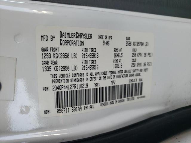 Photo 10 from auction – 2007 DODGE GRAND CARA with VIN 2D4GP44L27R118219