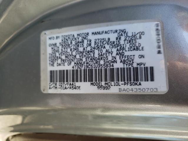 Photo 10 from auction – 2001 TOYOTA SIENNA CE with VIN 4T3ZF19C51U355834