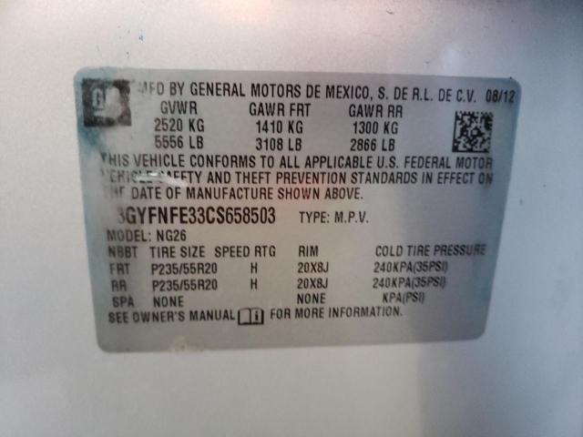 Photo 10 from auction – 2012 CADILLAC SRX PREMIU with VIN 3GYFNFE33CS658503