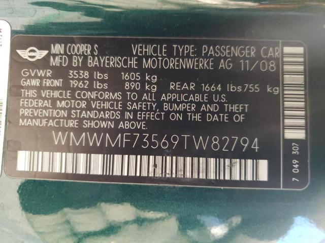 Photo 10 from auction – 2009 MINI COOPER S with VIN WMWMF73569TW82794