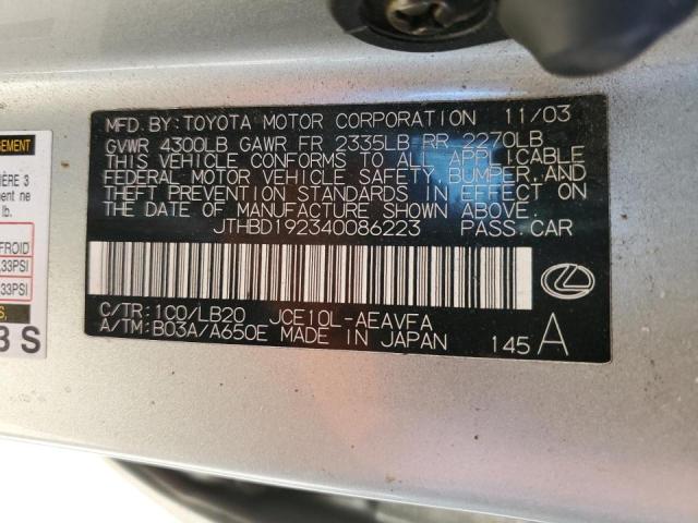 Photo 10 from auction – 2004 LEXUS IS 300 with VIN JTHBD192340086223
