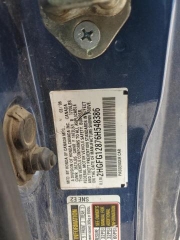 Photo 10 from auction – 2006 HONDA CIVIC EX with VIN 2HGFG12876H548386