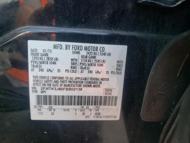 Photo 10 from auction – 2015 FORD EDGE SEL with VIN 2FMTK3J80FBB02138
