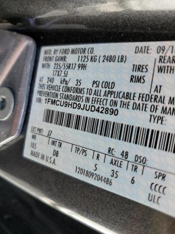 Photo 10 from auction – 2018 FORD ESCAPE SEL with VIN 1FMCU9HD9JUD42890