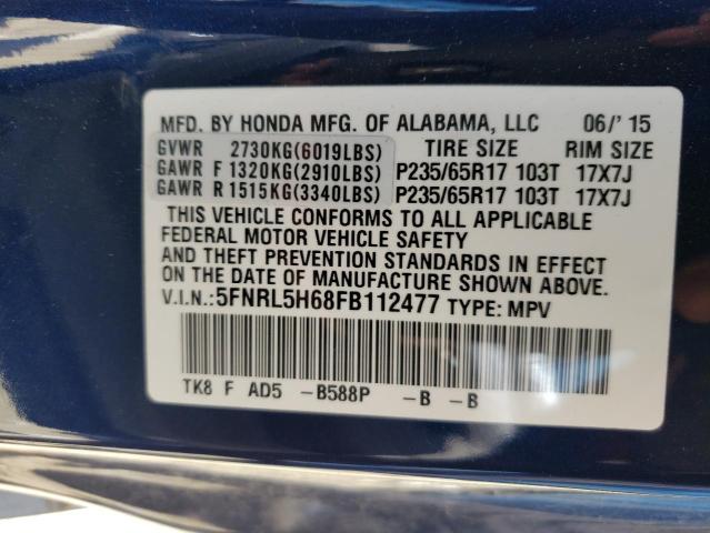 Photo 10 from auction – 2015 HONDA ODYSSEY EX with VIN 5FNRL5H68FB112477