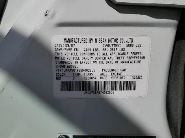 Photo 10 from auction – 2007 INFINITI M35 BASE with VIN JNKAY01F87M462906