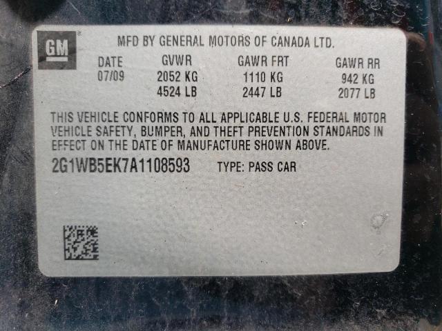 Photo 10 from auction – 2010 CHEVROLET IMPALA LT with VIN 2G1WB5EK7A1108593