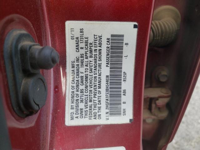 Photo 10 from auction – 2011 HONDA CIVIC LX with VIN 2HGFA1F53BH544038