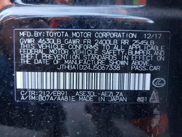 Photo 10 from auction – 2018 LEXUS IS 300 with VIN JTHBA1D24J5067338