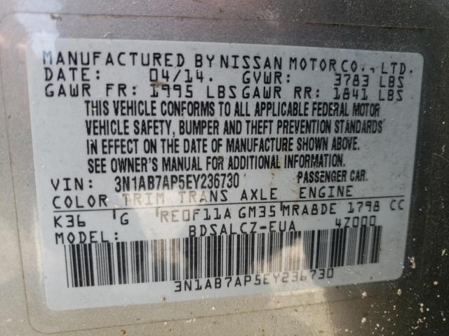 Photo 10 from auction – 2014 NISSAN SENTRA S with VIN 3N1AB7AP5EY236730