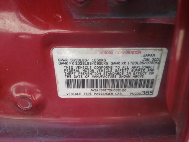 Photo 10 from auction – 2002 MITSUBISHI LANCER LS with VIN JA3AJ36E72U002120