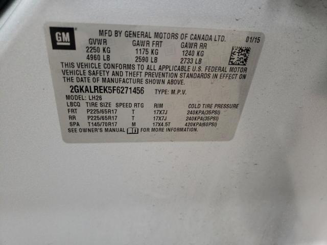 Photo 10 from auction – 2015 GMC TERRAIN SL with VIN 2GKALREK5F6271456