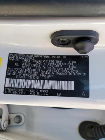 Photo 10 from auction – 2012 TOYOTA HIGHLANDER with VIN 5TDZK3EH1CS080167