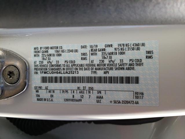 Photo 10 from auction – 2020 FORD ESCAPE SEL with VIN 1FMCU0H64LUA25213