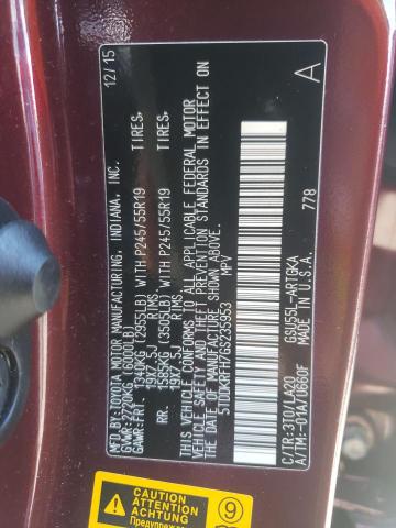 Photo 10 from auction – 2016 TOYOTA HIGHLANDER with VIN 5TDDKRFH7GS235953