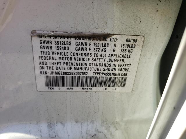 Photo 10 from auction – 2009 HONDA FIT with VIN JHMGE88229S007052