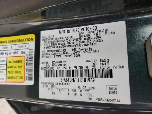 Photo 10 from auction – 2015 FORD FUSION SE with VIN 3FA6P0H71FR181969