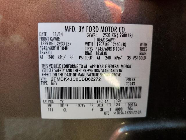 Photo 10 from auction – 2014 FORD EDGE SEL with VIN 2FMDK4JC0EBB62272
