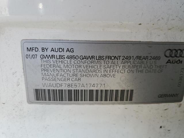 Photo 10 from auction – 2007 AUDI A4 2.0T QU with VIN WAUDF78E57A174771