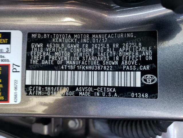 Photo 10 from auction – 2017 TOYOTA CAMRY LE with VIN 4T1BF1FK4HU387822