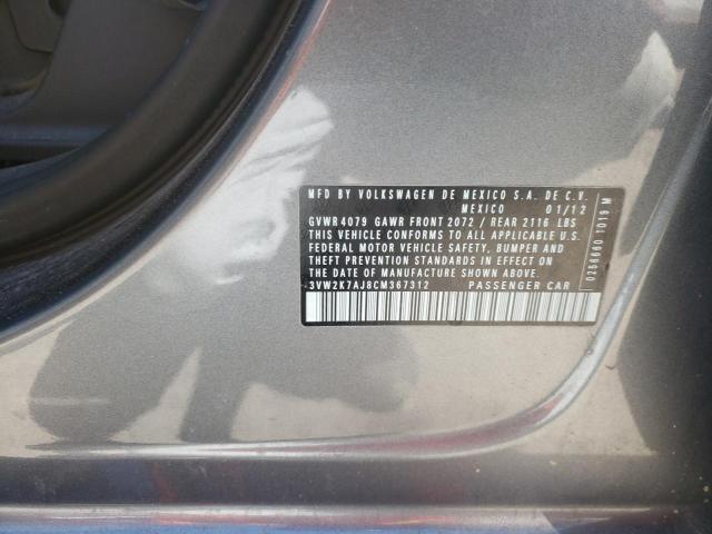 Photo 10 from auction – 2012 VOLKSWAGEN JETTA BASE with VIN 3VW2K7AJ8CM367312