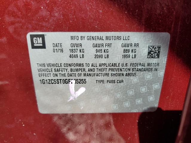 Photo 10 from auction – 2016 CHEVROLET MALIBU LS with VIN 1G1ZC5ST0GF205255