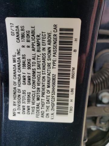 Photo 10 from auction – 2017 HONDA CIVIC LX with VIN 2HGFC2F53HH560832