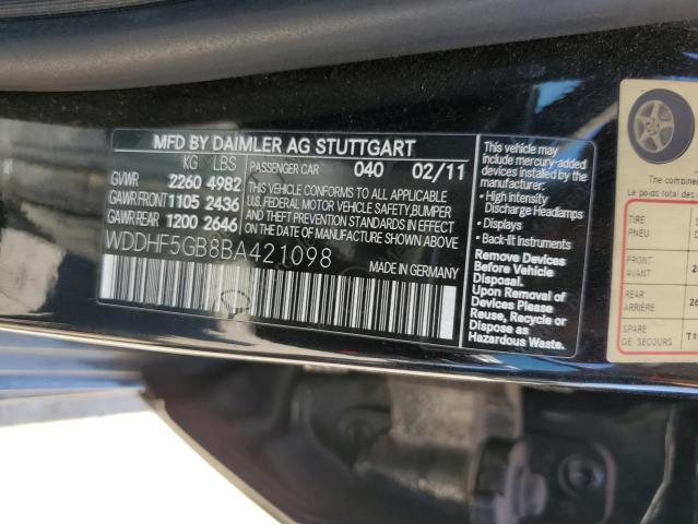 Photo 10 from auction – 2011 MERCEDES-BENZ E 350 with VIN WDDHF5GB8BA421098